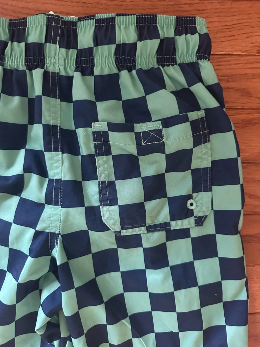☀️Cat & Jack boys swim suit Teal and Navy Checkerboard Swim Shorts size medium